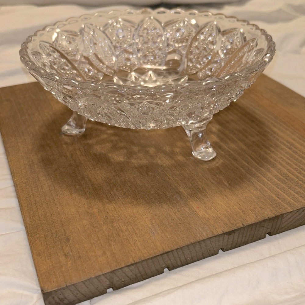 Vintage Glassed Footed Candy Dish EUC